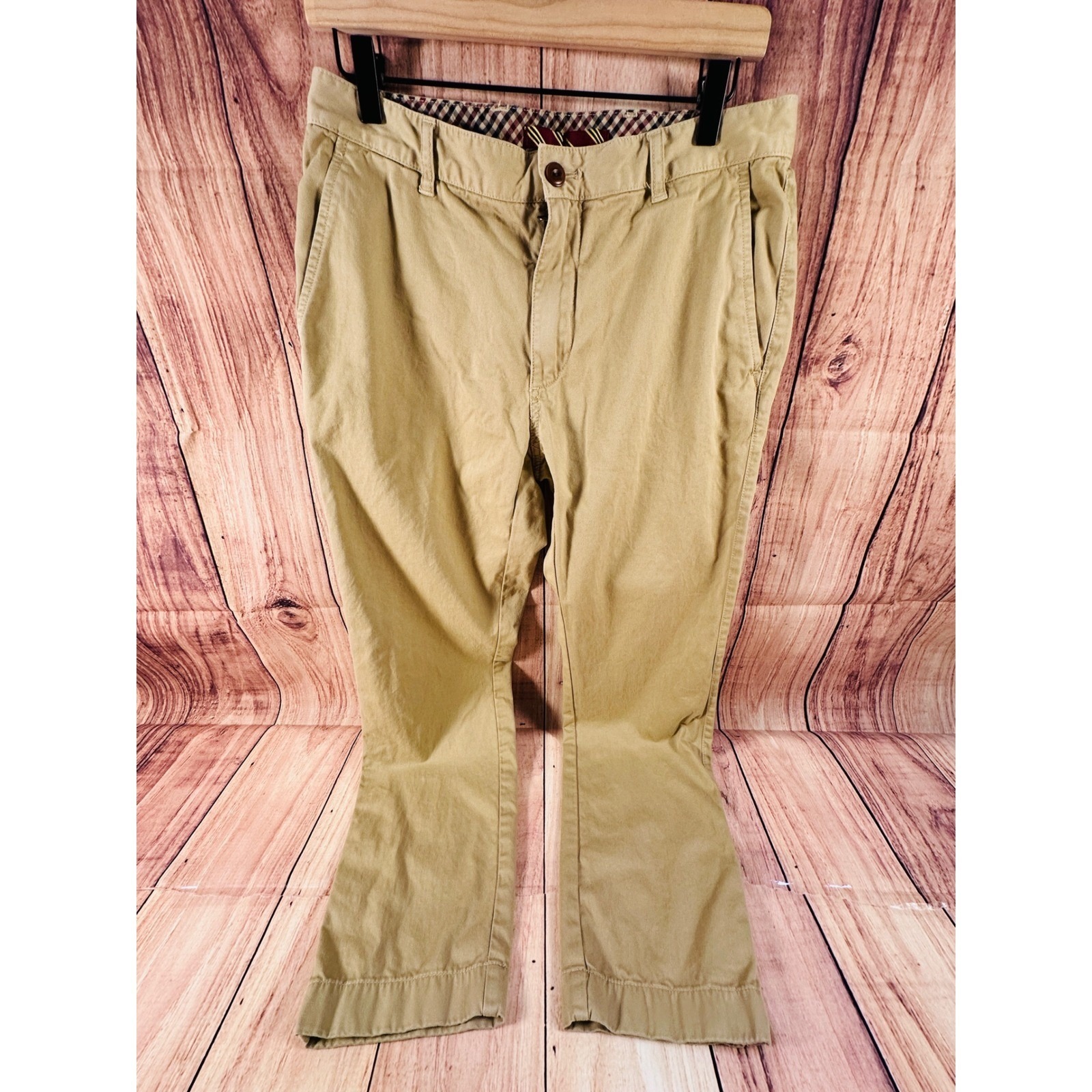 Brooks Brothers Mens Chino Pants 33x29 Tan Red Fleece Cotton Casual
